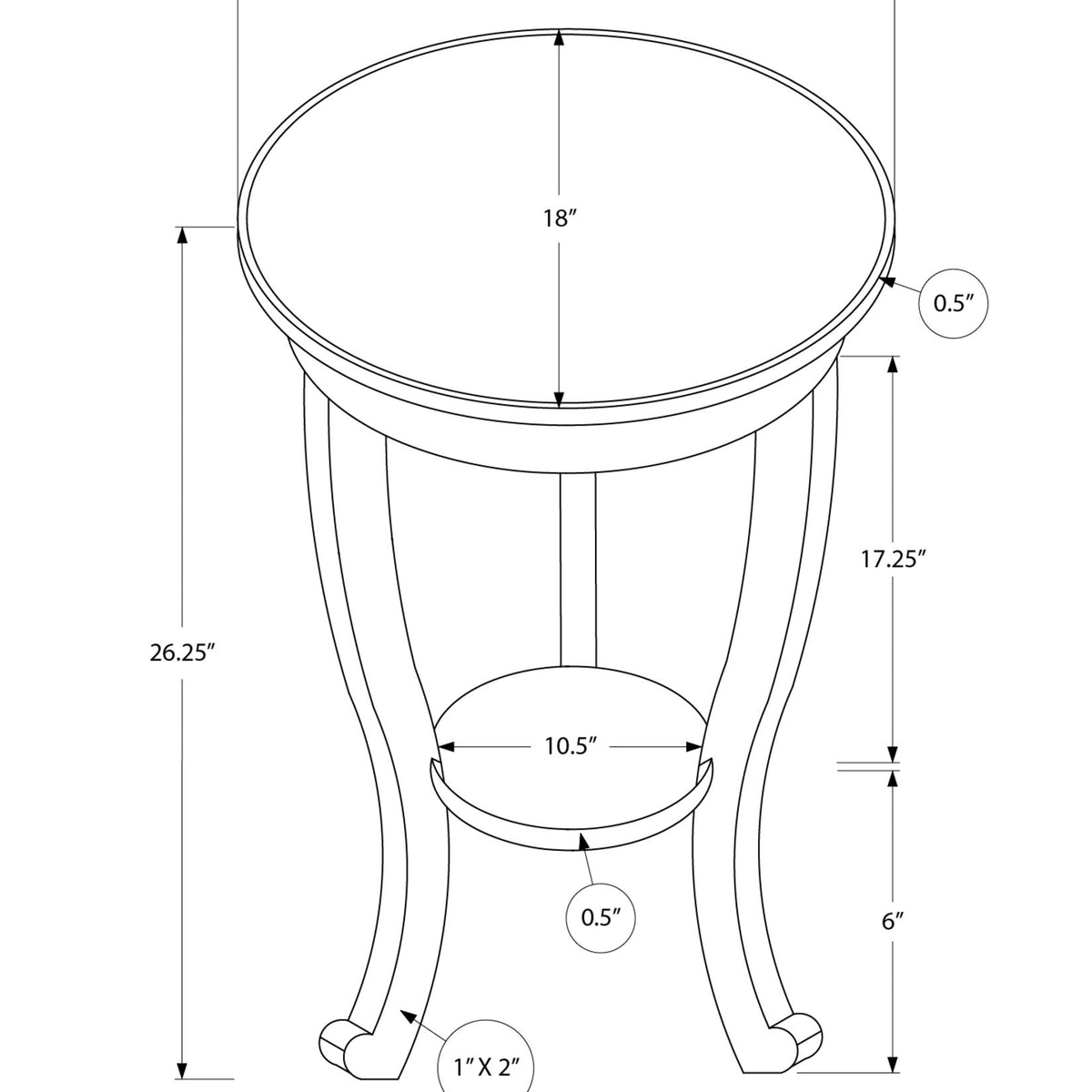 Accent End Table, 2 Tier, Traditional - Walnut