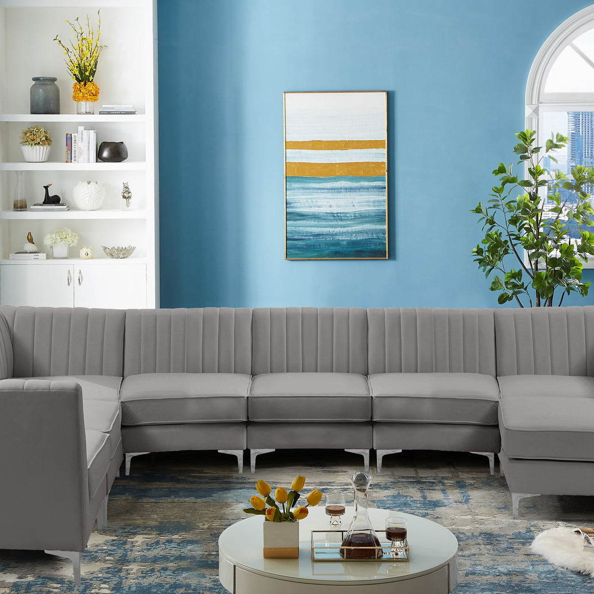 Alina - 8 Piece Velvet Modular Sectional