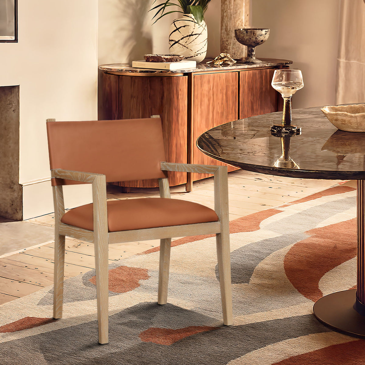 Avon - Vegan Leather Dining Arm Chair