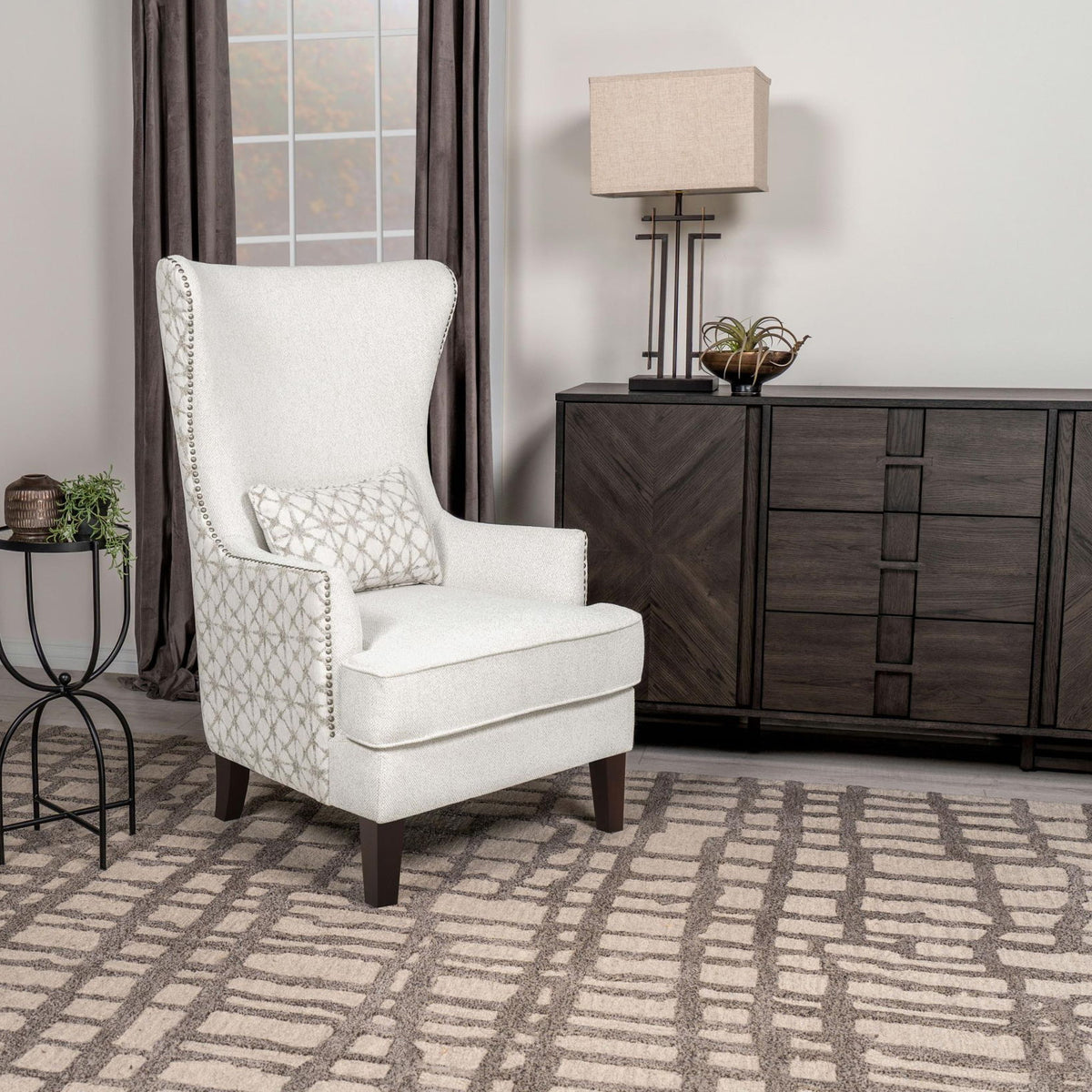 Pippin Upholstered High Wingback Accent Chair Latte