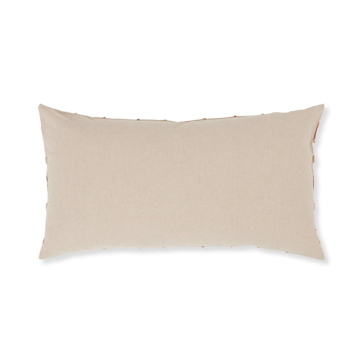 Stratton ML pillow, beige fabric lumbar with knife-edge seams