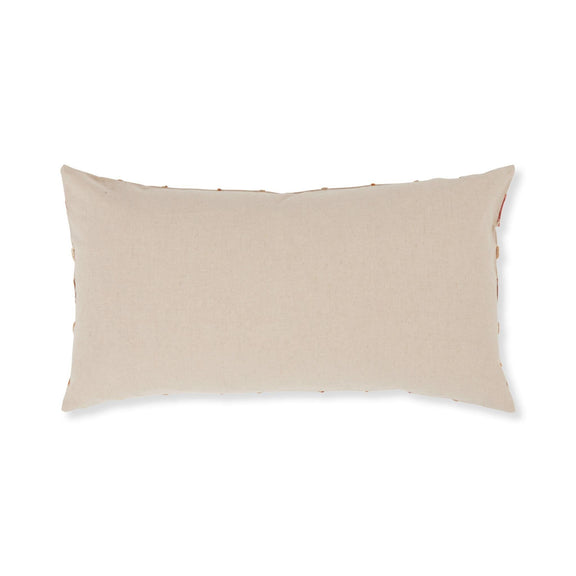 Stratton ML pillow, beige fabric lumbar with knife-edge seams