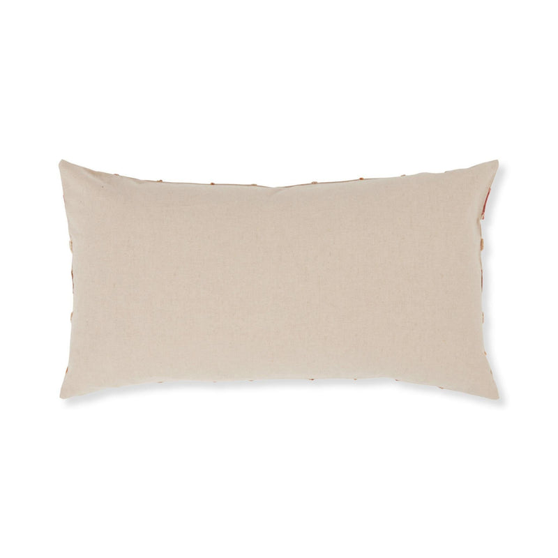 Stratton ML pillow, beige fabric lumbar with knife-edge seams