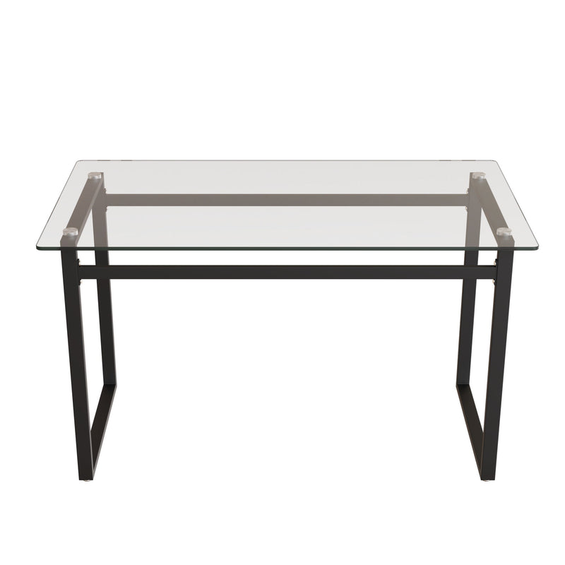 Modern Minimalist Rectangular Dining Table With Tempered Glass Top