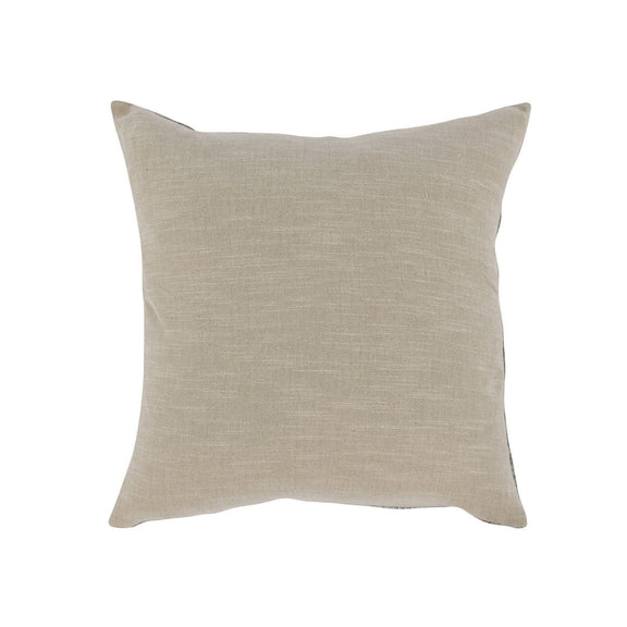 Light beige square decorative pillow with smooth linen-look fabric