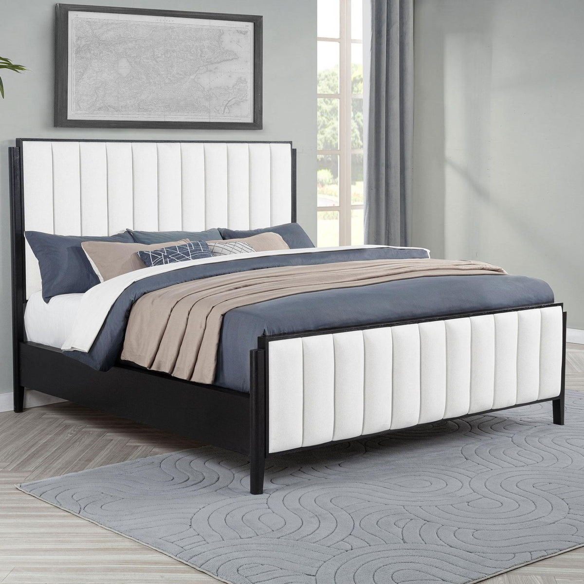 Brookmead 60-inch Upholstered California King Bed Black