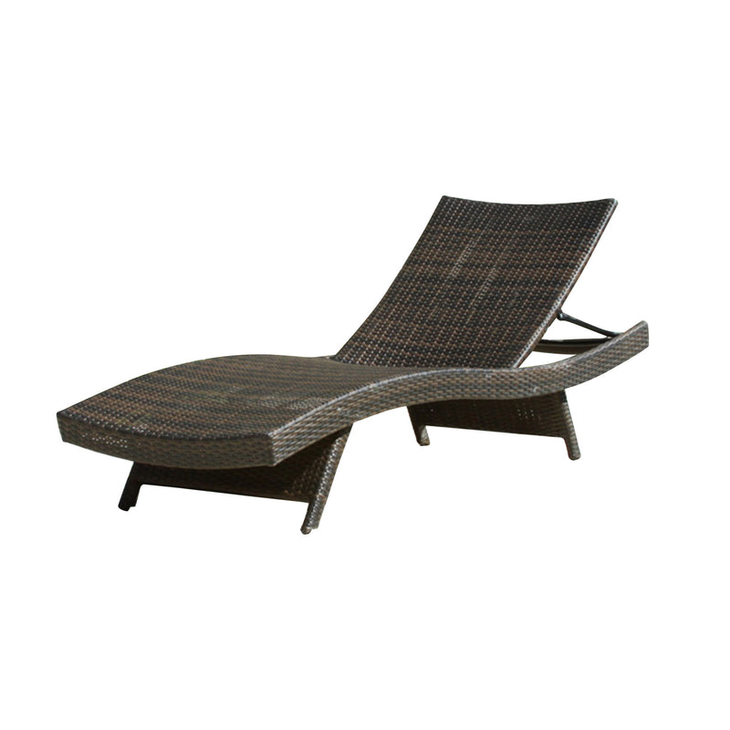 Mysticism Outdoor Chaise Lounge With Adjustable Backrest And Foldable Legs - Brown Multi