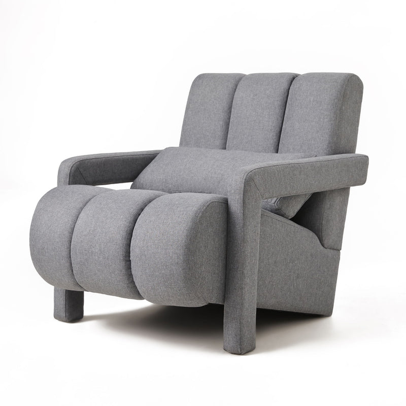 Modern Upholstered Accent Chair, Comfortable Linen Fabric With A Pillow For Living Room