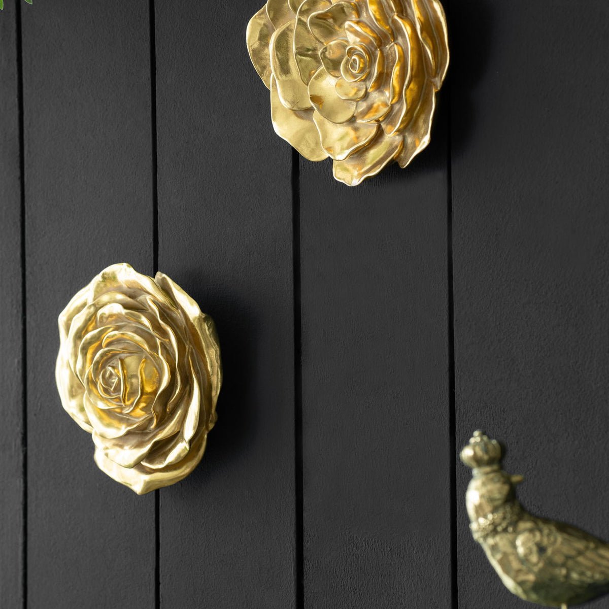 Rose Hanging Wall Accents (Set of 2) - Gold