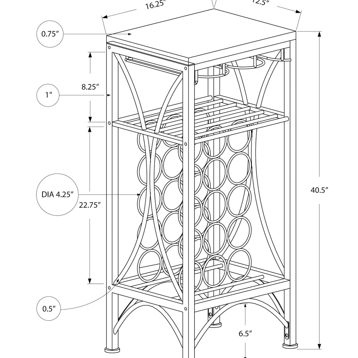 Home Bar, Wine Rack, Transitional - Black