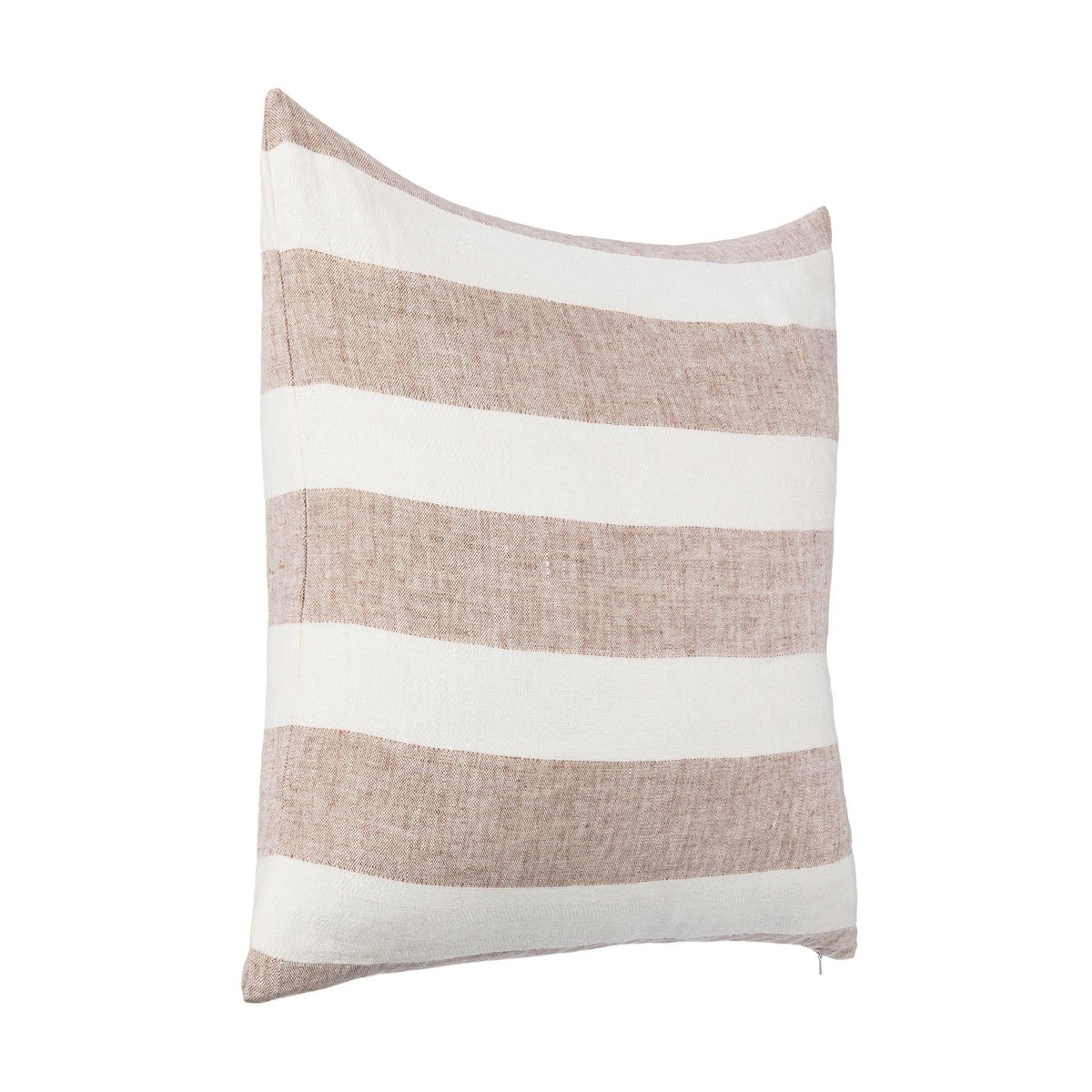 Eleanor pillow, natural-and-white striped cover with stitched edges