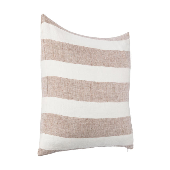 Eleanor pillow, natural-and-white striped cover with stitched edges