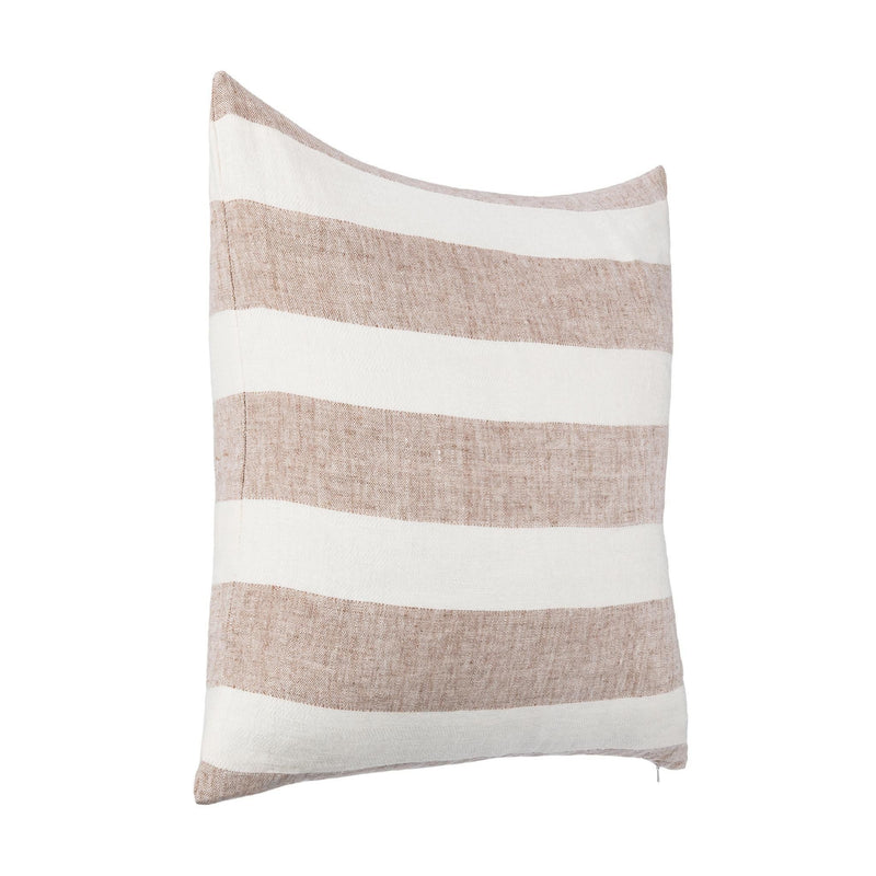 Eleanor pillow, natural-and-white striped cover with stitched edges