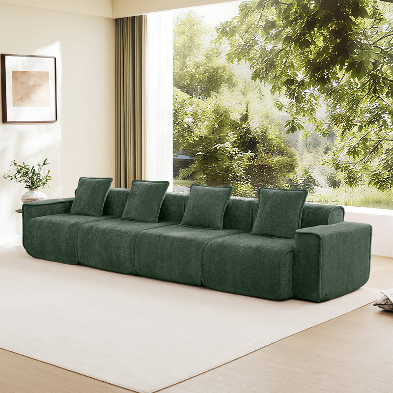 4-Seater Modern Velvet Sofa - Green Velvet