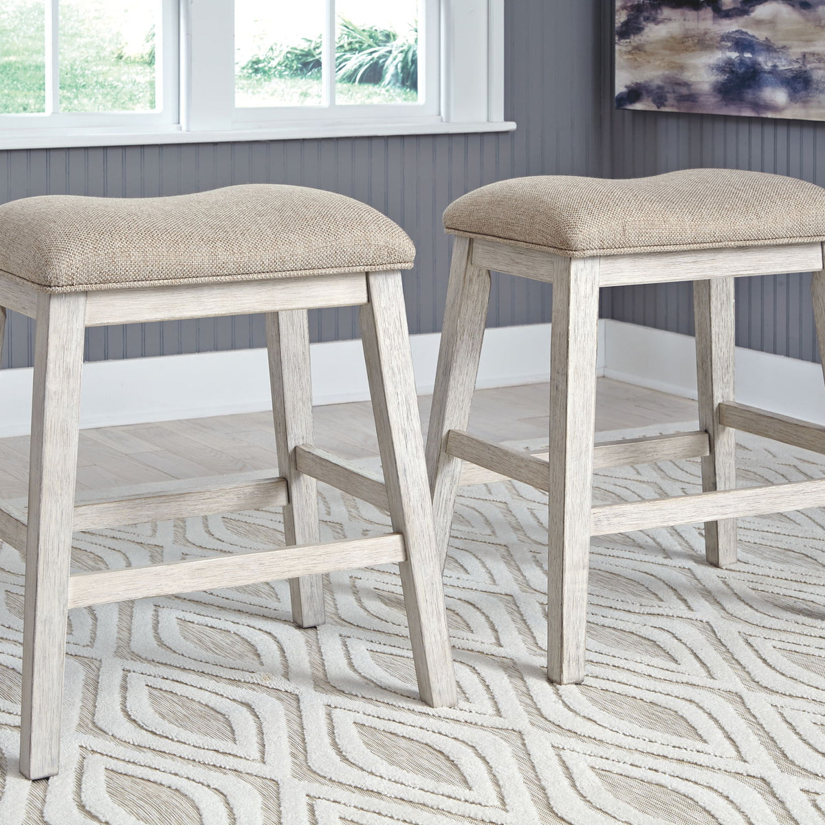Skempton - Upholstered Stool (Set of 2) - White