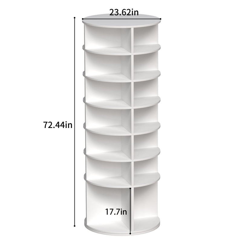 6 Tier Spinning Shoe Rack, Free Standing, 360° Revolving Shoe Organizer - White