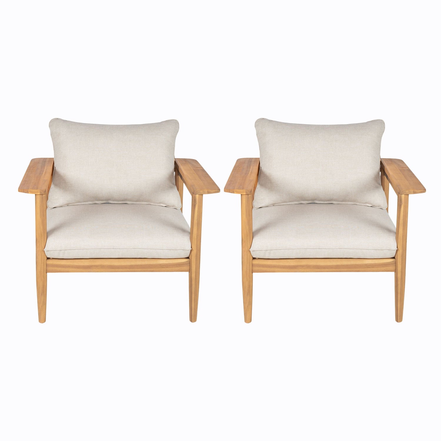 Terassi - Outdoor Lounge Chair (Set of 2) With Cushions - Beige / Light Teak
