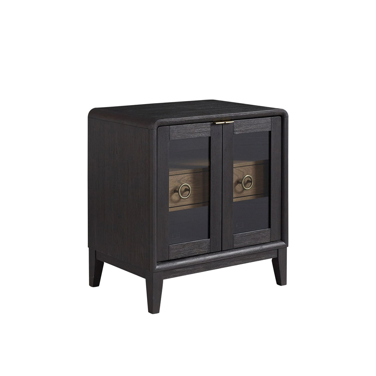Glass Door Nightstand - Black