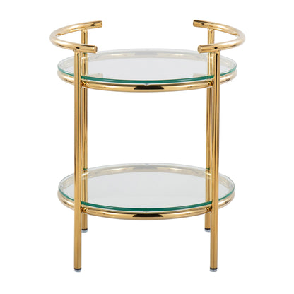 Rhonda - Contemporary / Glam Side Table - Gold / Clear