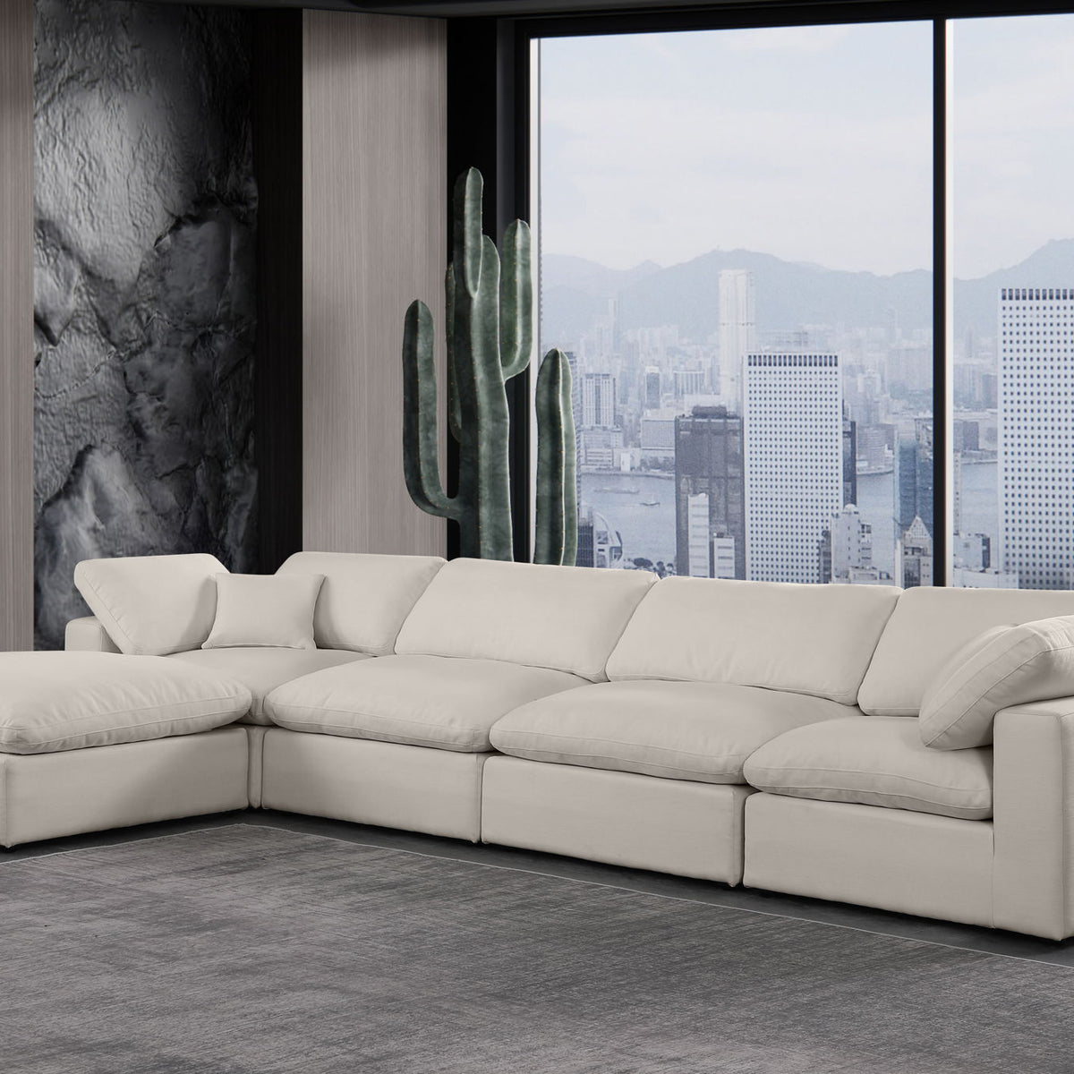 Comfy - 5 Piece Linen Modular Sectional With Chaise