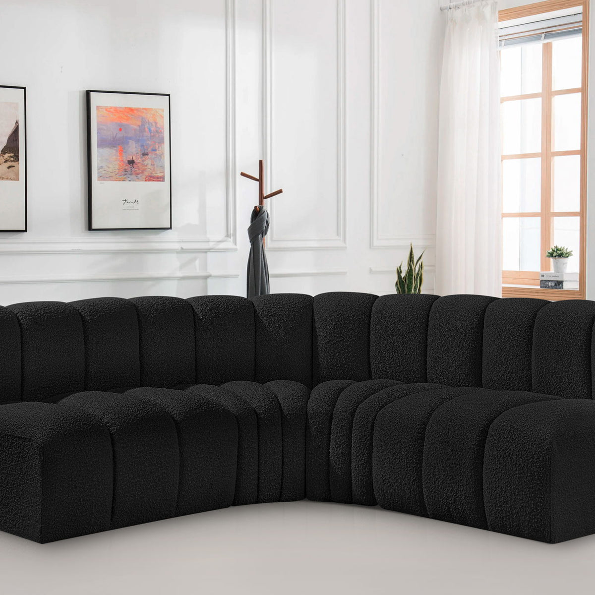 Arc - Boucle Fabric 4 Piece Corner Modular Sofa