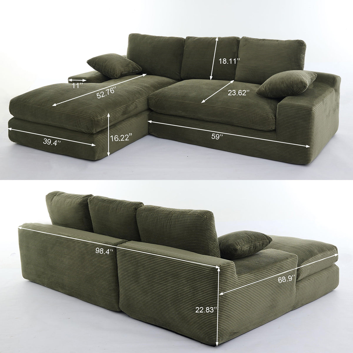 Modern Minimalist Modular Sectional Sofa Set, Upholstered Sleeper Couch