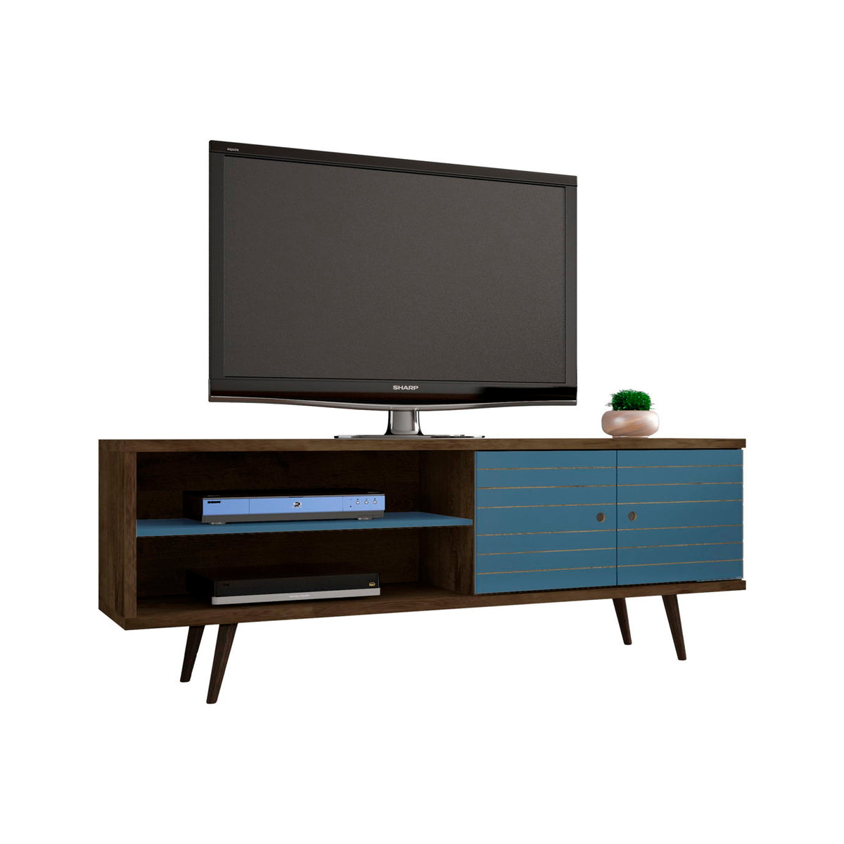 Manhattan Liberty - 63" TV Stand With Rustic Brown Frame