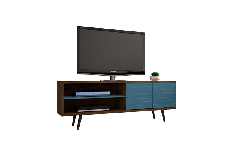 Manhattan Liberty - 63" TV Stand With Rustic Brown Frame