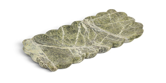 Green marble tray with scalloped edge