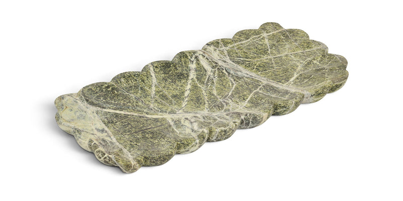 Green marble tray with scalloped edge
