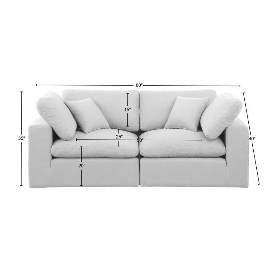 Meridian Furniture Comfy Linen Textured Fabric Sectional