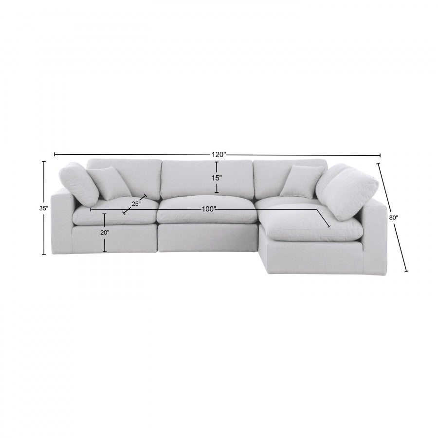 Meridian Furniture Comfy Linen Textured Fabric Sectional