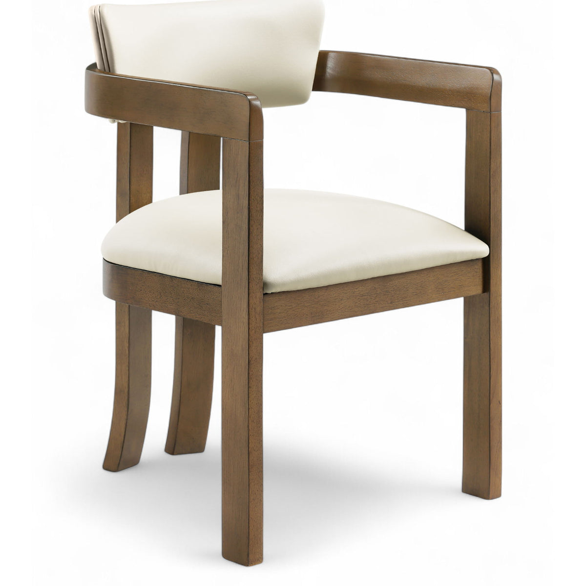 Lavrin - Vegan Leather Upholstered Dining Arm Chair (Set of 2) - Walnut Base