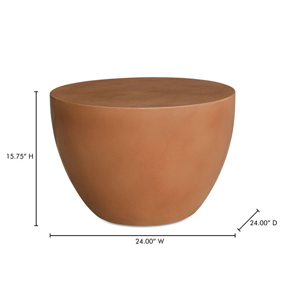 Terracotta round side table, 24 in diameter and 15.75 in height