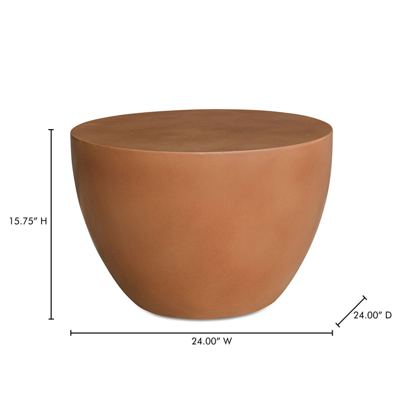 Terracotta round side table, 24 in diameter and 15.75 in height