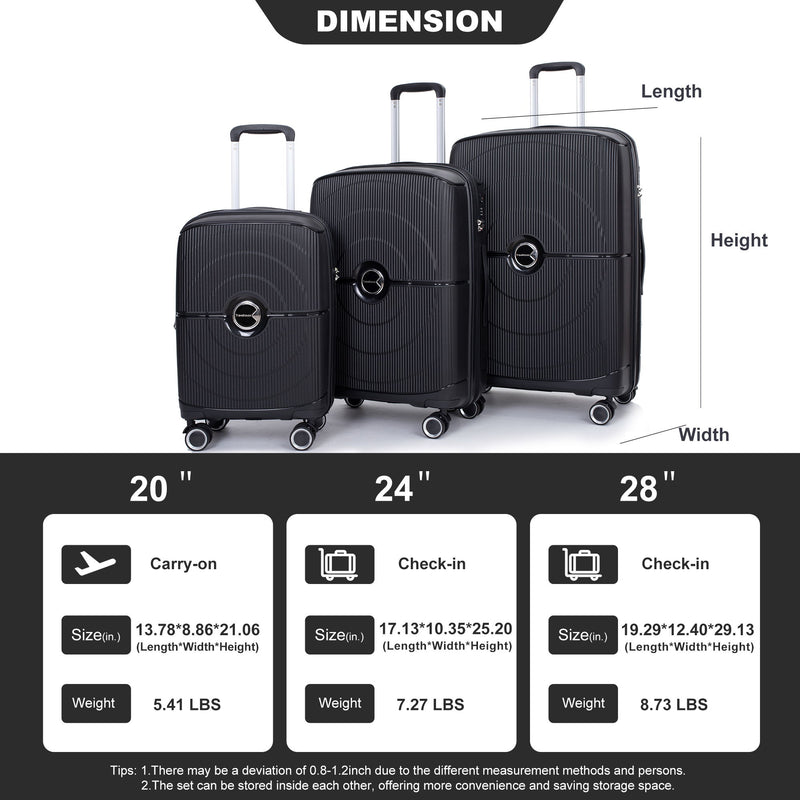 Expandable Hardshell Suitcase Double Spinner Wheels Luggage Sets