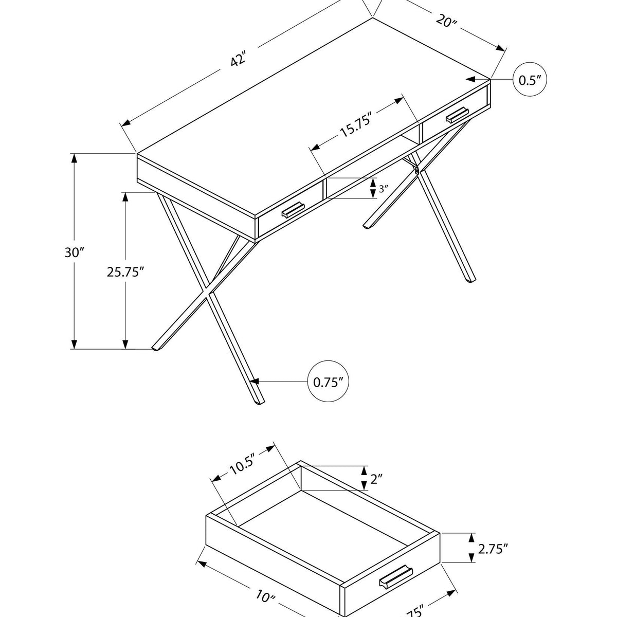 Computer Desk, Home Office, Laptop, Left / Right Set-Up, Storage Drawers, Work, Contemporary, Modern