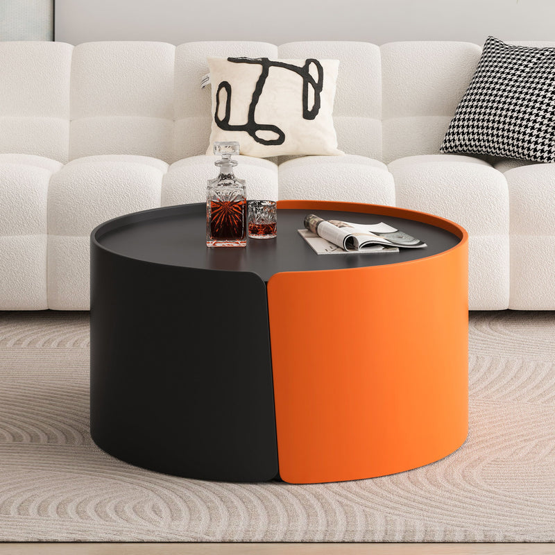 Modern Round Nesting Coffee Table With Extendable Sliding Top