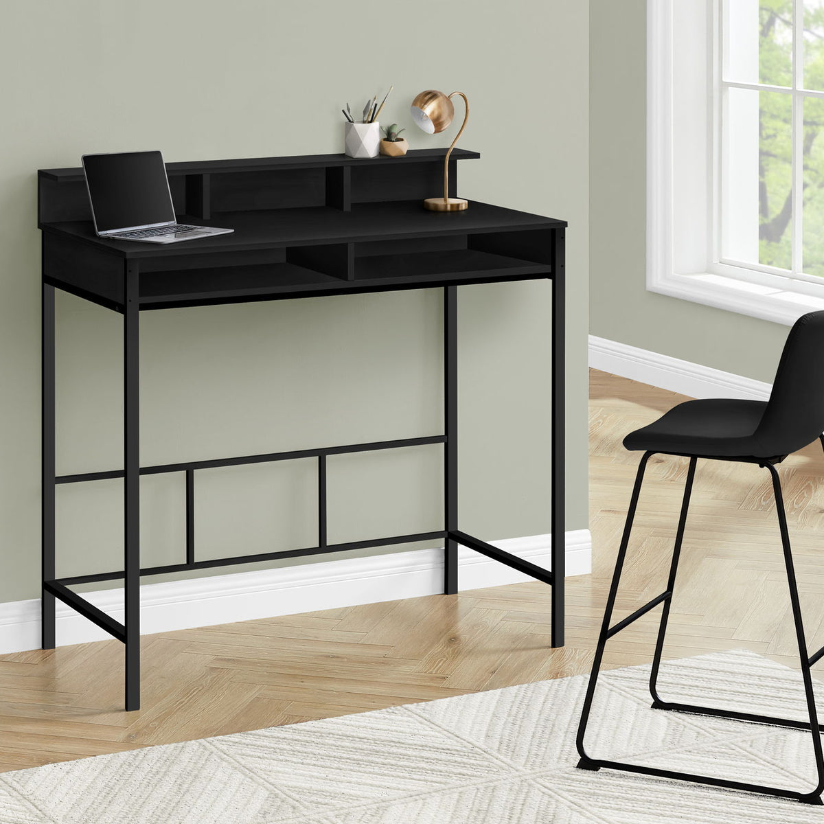 Computer Desk For Home Office, Standing, Storage Shelves, Laptop, Contemporary & Modern