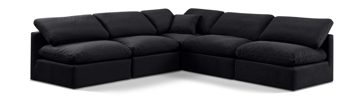 Indulge - Velvet 5 Piece Modular Corner Armless Sectional
