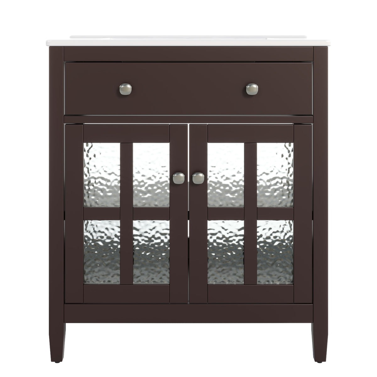 Bathroom Vanity With Ceramic Sink, Adjustable Shelf & Tip Out Tray