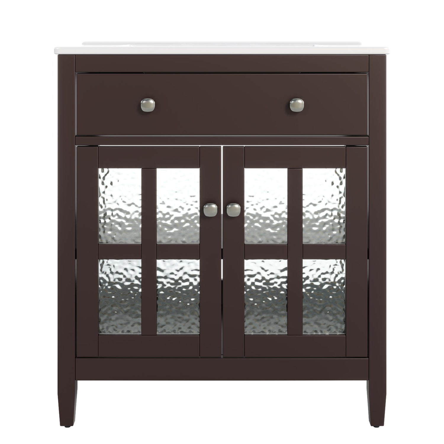 Bathroom Vanity With Ceramic Sink, Adjustable Shelf & Tip Out Tray