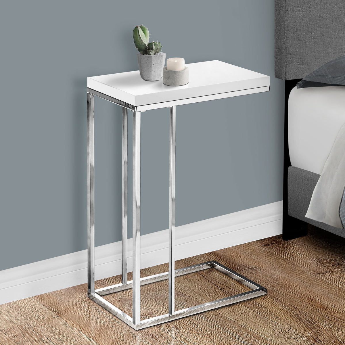C-Shaped Accent Table Glossy For Living Room