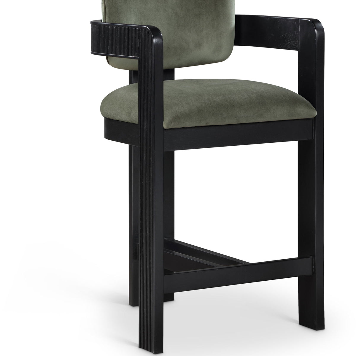 Sacha - Velvet Stool With Black Base
