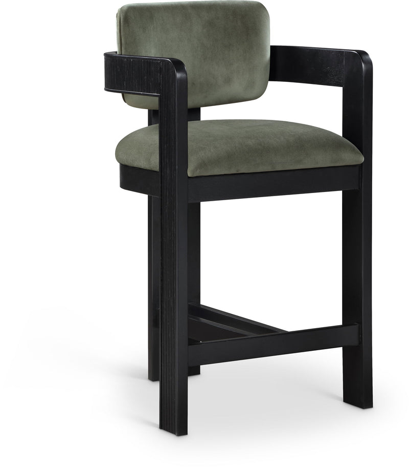 Sacha - Velvet Stool With Black Base