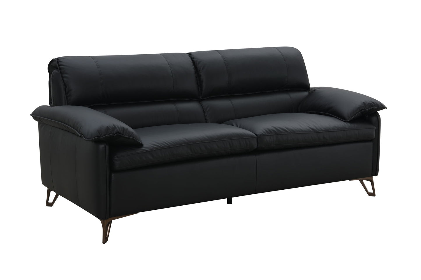 Eilene - Top Grain Leather Loveseat - Black