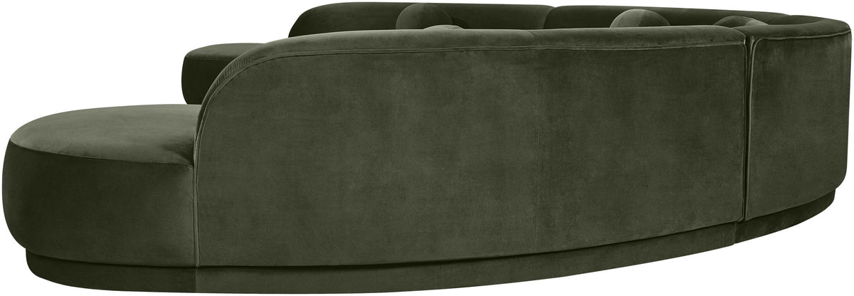 Dark green velvet sectional sofa corner chaise with deep seat