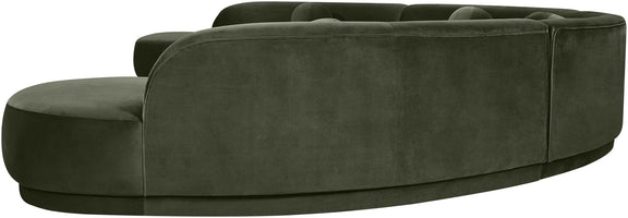 Dark green velvet sectional sofa corner chaise with deep seat