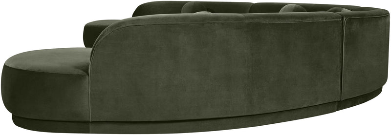 Dark green velvet sectional sofa corner chaise with deep seat