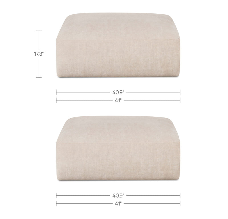 Matina oatmeal ottoman size 40.9 in wide and 17.3 in high